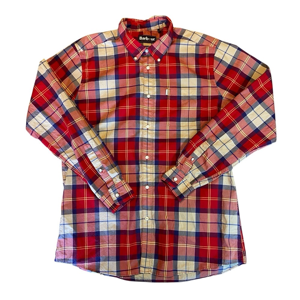 Barbour Tailored Fit Plaid Button Down Long Sleeve Shirt Men's Medium